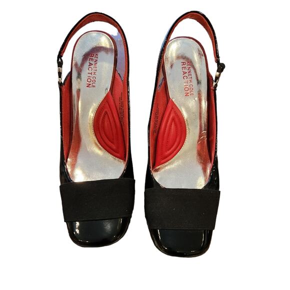 Kenneth Cole Reaction Heels Size 8.5 Hype Dream Black Slingback Pumps Square Toe - Picture 2 of 11